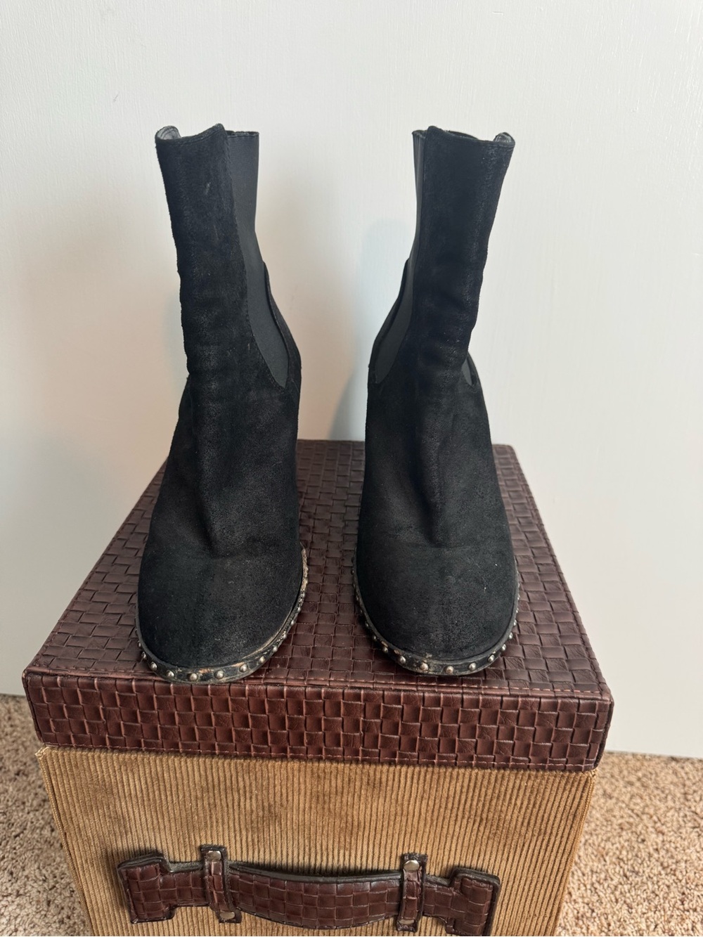 rag & bone Black Suede Studded Ankle Boots